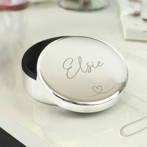 Personalised Memento Company Personalised Heart Round Trinket Box