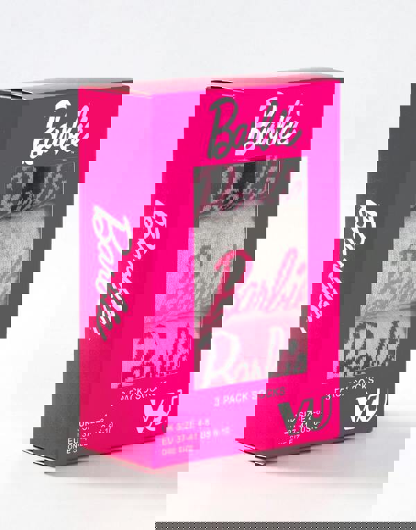 Barbie Womens Pink Character Calf Socks Set of 3 (4-7 UK)