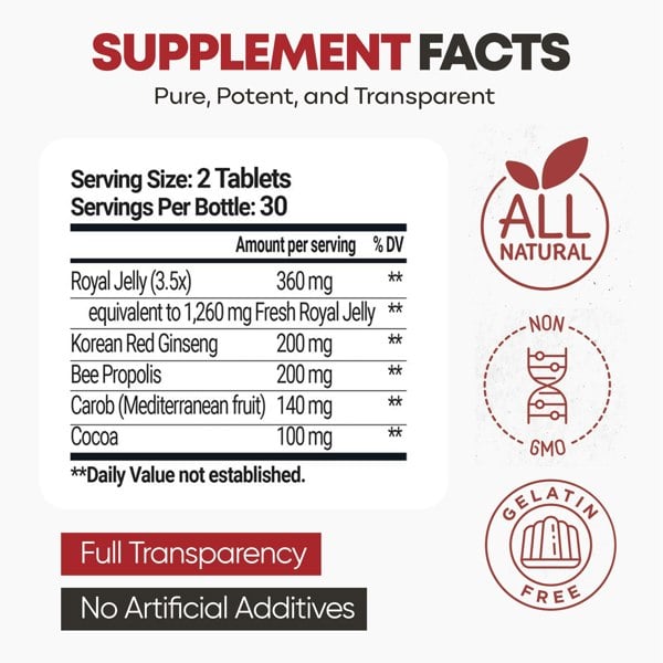 BEE&YOU Royal Jelly+Ginseng+Propolis Tablets Ultra Potency