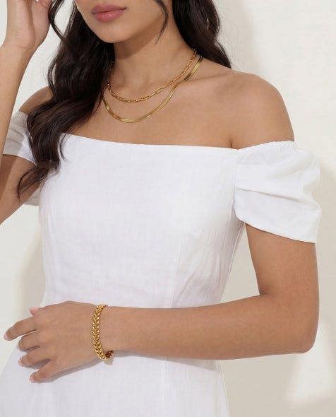 Elk & Bloom 14K Gold Leaf Chain Bracelet