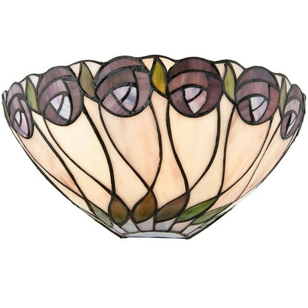 Tiffany Glass Wall Light Cream & Mackintosh Rose Shade Interior Sconce i00248 Loops