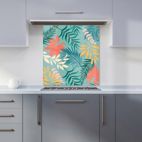 Warren Reed - Designer Abstract Bright Colorful Tropical Leaves Kitchen Splashback