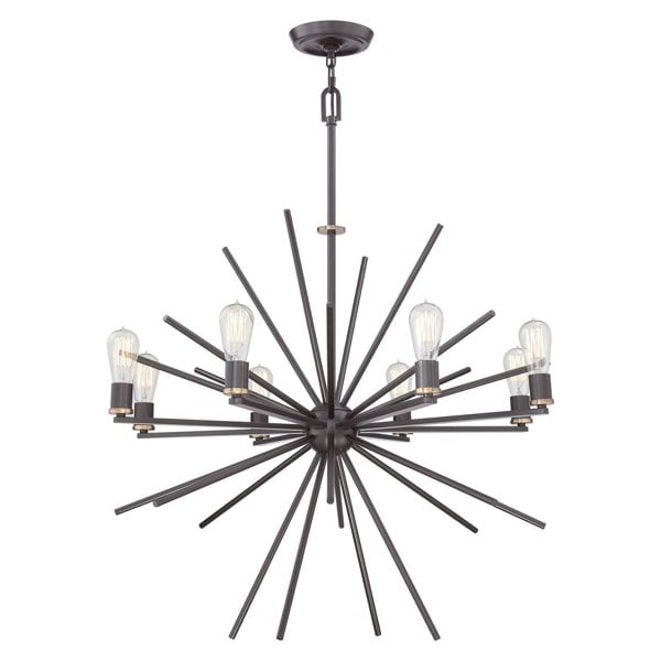 8 Bulb Chandelier Hanging Pendant LIght Western Bronze LED E27 60W Bulb Loops