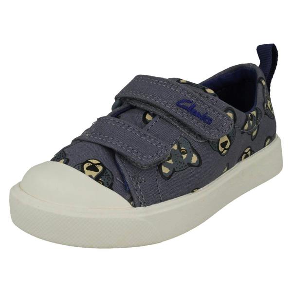 Clarks Childrens Clarks Pattern Detailed Light Weight Canvas Shoes City Bright