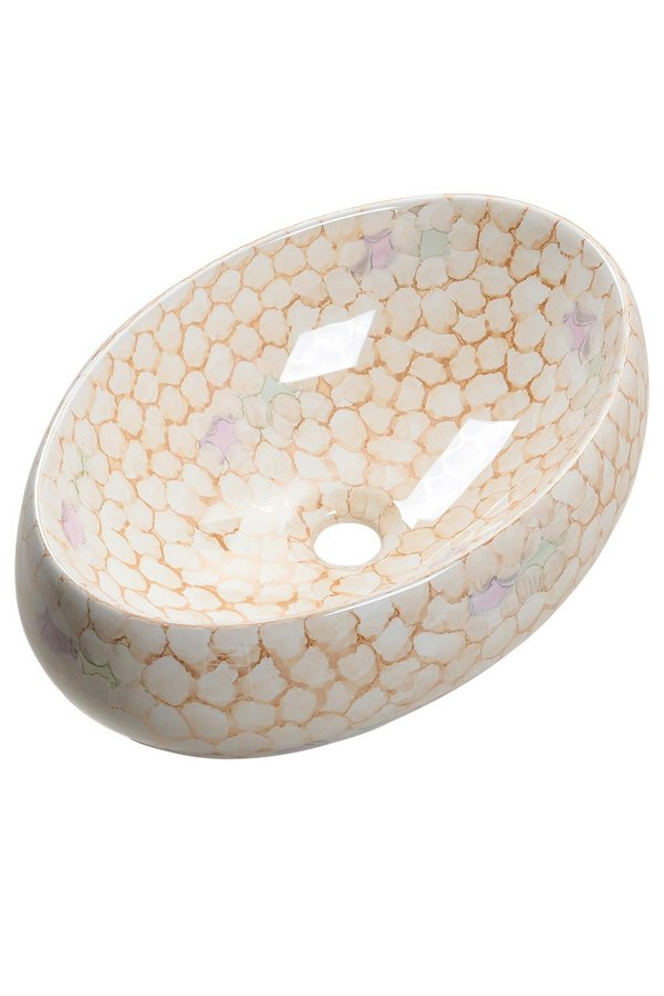 Living and Home Modern Countertop Oval Marble Bathroom Vessel Sink