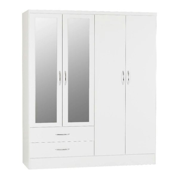 Seconique Nevada 4 Door 2 Drawer Mirrored Wardrobe