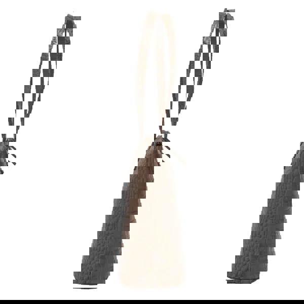 Assots London 'MELANIE' Tan Croc Real Leather Unlined Bucket Bag