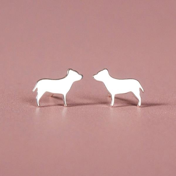 Staffordshire Bull Terrier Silver Stud Earrings - MYLEE London