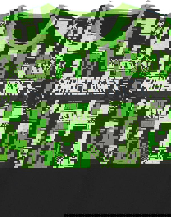 Minecraft Boys Green Creeper All-Over Print & Logo Short Sleeve Long Leg Pyjama Set