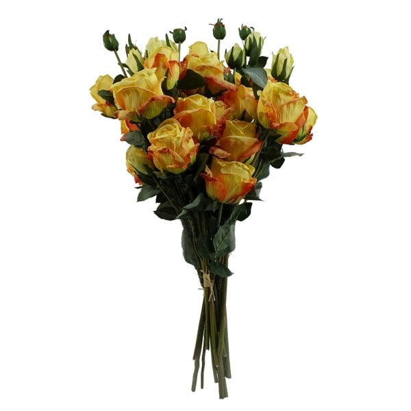 Leaf 6 x 60cm Yellow Rose Artificial Flower Sprays - 24 Flowers 18 Buds