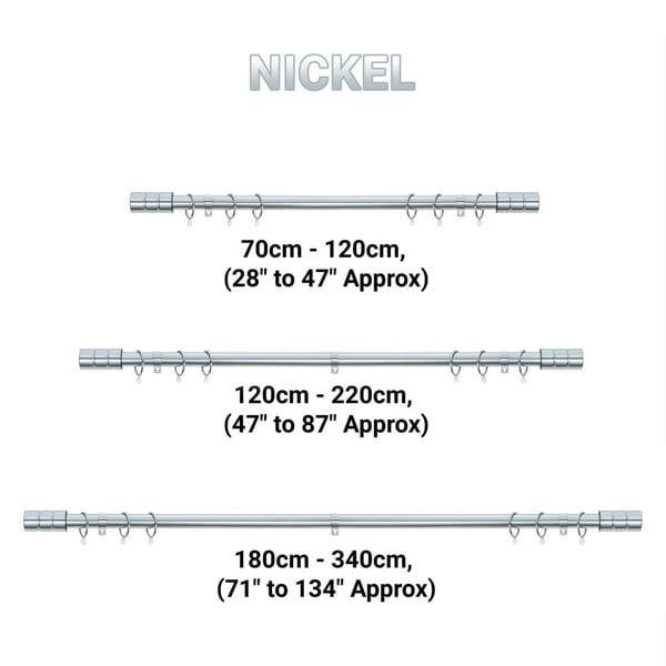 A.Unique Home Plain Barrel Extendable Curtain Pole (25/28mm) (Nickel,70cm - 120cm)