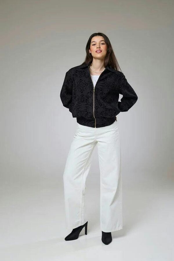 Lioness by TF Vintage Black Velvet Bomber Jacket