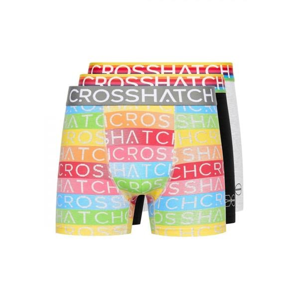 Crosshatch Mens Rainbow Mix Boxer Shorts (Pack of 3) - Grey - 