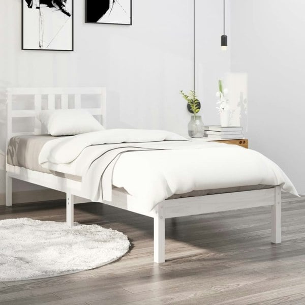 Berkfield Bed Frame White Solid Wood 100x200 cm