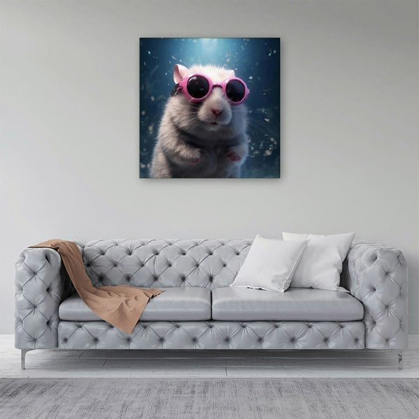 Warren Reed Splashart DoorMouse with Pink Glasses Canvas