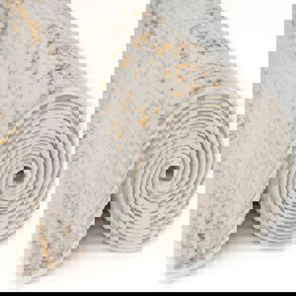 abstract rug, gold-cream colours, anti-allergic, and non-static properties