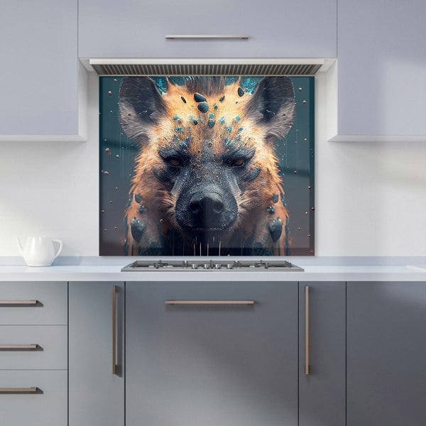 Warren Reed - Designer Hyena Face Splashart Dark Background Kitchen Splashback