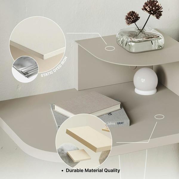 Decortie Floating Bedside Table Modern Corner Design Nightstand 30cm Wall-mounted w/ LED Lamp in 3-tones for Bedroom