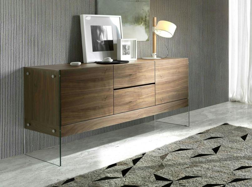 Angel Cerdá Sideboard Walnut and Tempered Glass 3062