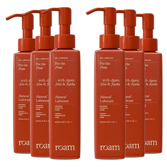 Roam Front Lube for Intimate Comfort - Natural & Vegan Water Based - 6 x 200ml