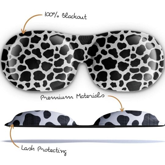 SMUG Contoured 3D Blackout Sleep Mask - Cow Print