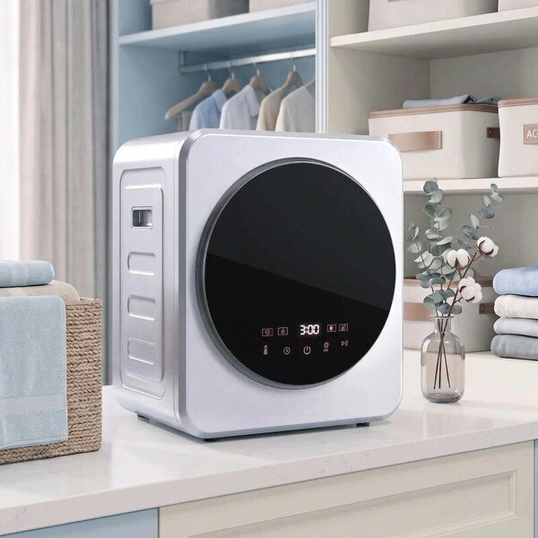Vented Tumble Dryer, 4 kg Front Tumble Dryer with Stainless Steel Tub, 800W Compact Freestanding, Silver - Silver Tone