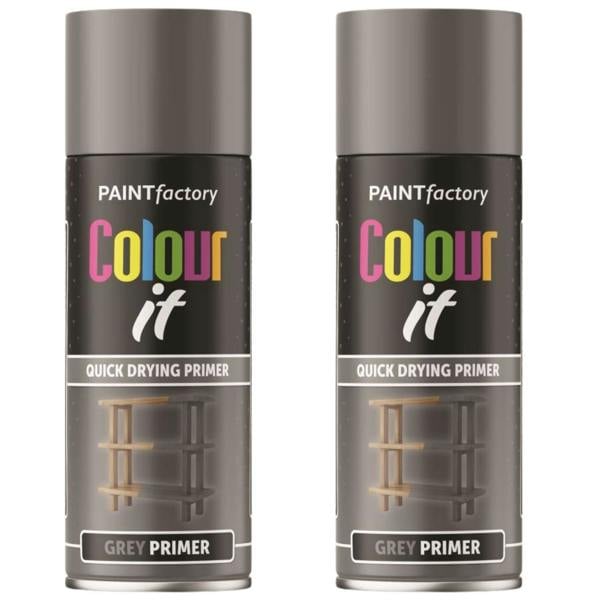 Paint Factory 2X  Grey Primer Spray Paint 400ml