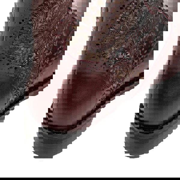 Embassy London Mantis - Floral & Burgundy - Women's above-the-ankle lace-up boot with brogue & paisley detailing
