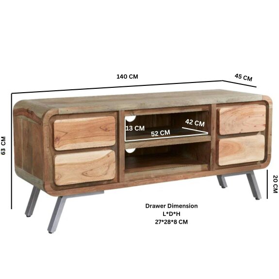 Wyld Haus Los Angeles Reclaimed Wood and Metal TV Media Unit 2 Drawers 1 Shelf