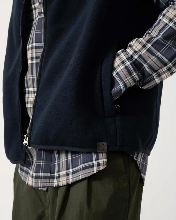 Pocket detail of GANT Mens Zipped Fleece Vest - 433 Evening Blue