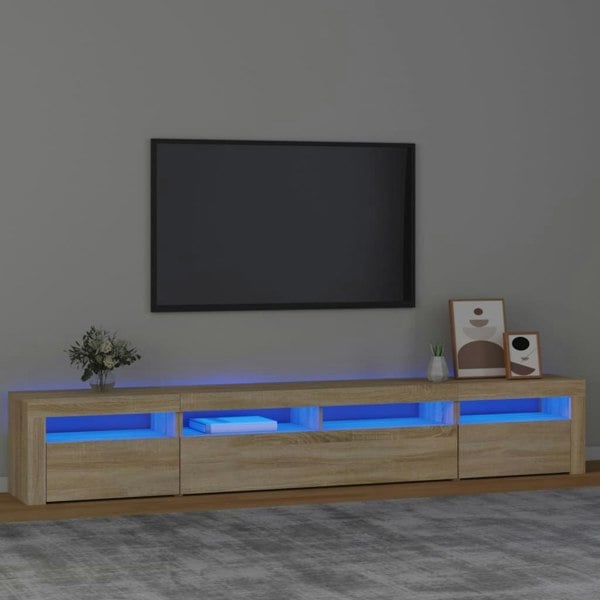 Berkfield TV Cabinet with LED Lights Sonoma Oak 240x35x40 cm