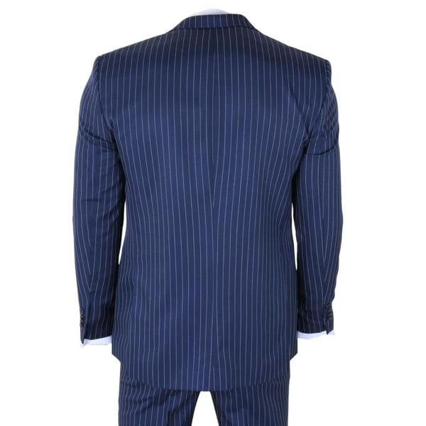 IM43 - Men's Classic Pinstripe 3 Piece Navy Blue Suit-TruClothing