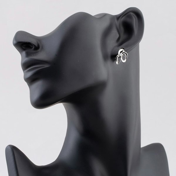 T. H. Baker Silver Cubic Zirconia Fancy Open Oval Stud Earrings CE5509