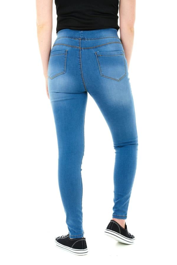 Smart Living Women's Stylish Skinny Fit Denim Jeggings with Pockets - Trendy & Comfy - Mid Wash