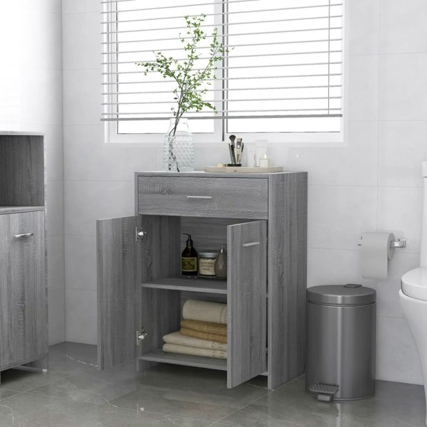 Berkfield Bathroom Cabinet Grey Sonoma 60x33x80 cm Engineered Wood