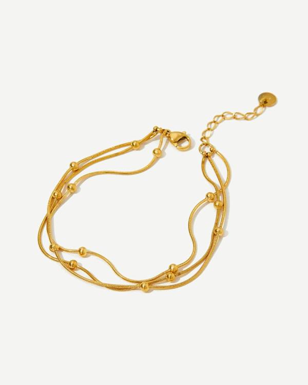 Elk & Bloom Triple Satellite Chain 14K Gold Link Bracelet