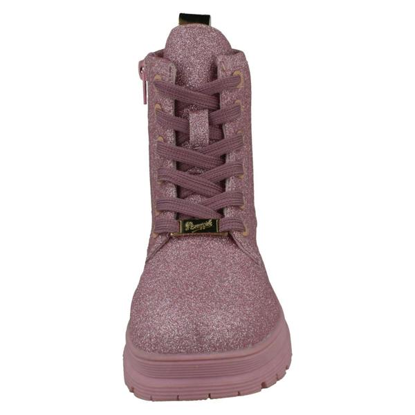 Pineapple Girls Pineapple Low Heel Lace Up Heart Glitter Boots with Inside Zip H4196