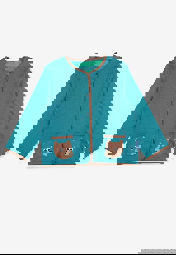 Toby Tiger Organic Brown Bear Applique Reversible Jacket