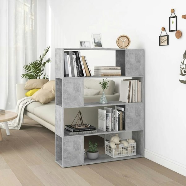 Berkfield Book Cabinet Room Divider Concrete Grey 100x24x124 cm