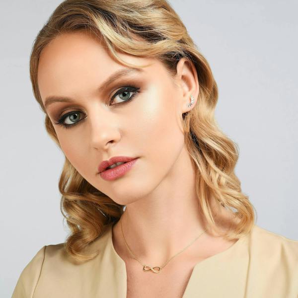 Gold Infinity Necklace for Women with Cubic Zirconia - namana.london