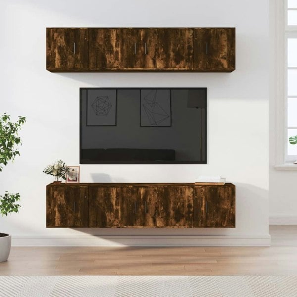 Berkfield 6 Piece TV Cabinet Set Smoked Oak Engineered Wood