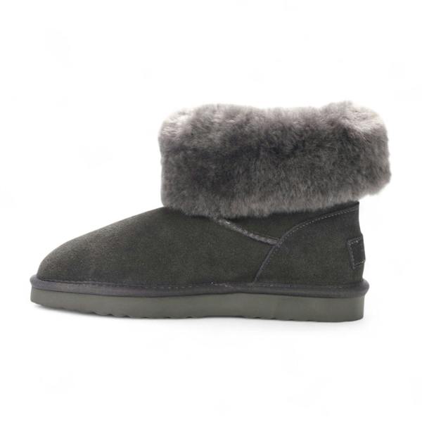 Infinity Leather Women's Genuine Sheepskin Grey Suede Ankle Bootie Winter Boots - Granite