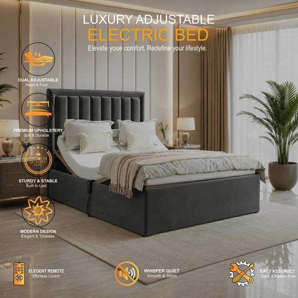 Paradise Beds Swan Electric Adjustable Bed with Mattress and Headboard
