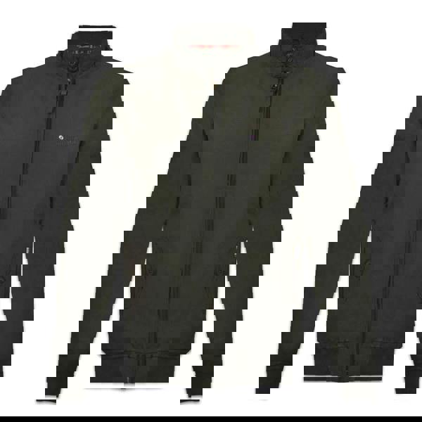 Lambretta Mens ShowerProof Classic Harrington MOD Scooter Jacket Coat, dark green jacket with zip closure and button-up collar.