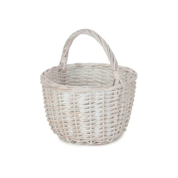 White Wash Wicker Shopping Basket