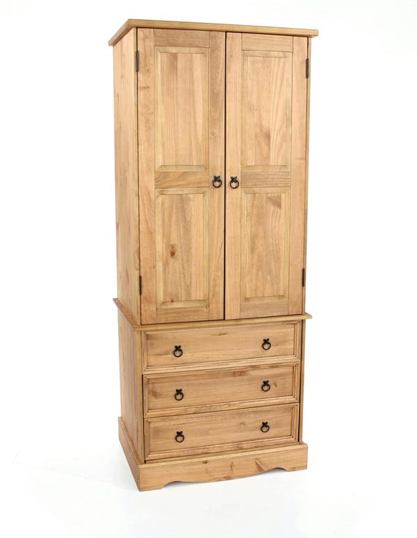 Core Products Corona 2 Door & 3 Drawer Wardrobe, Waxed Finish