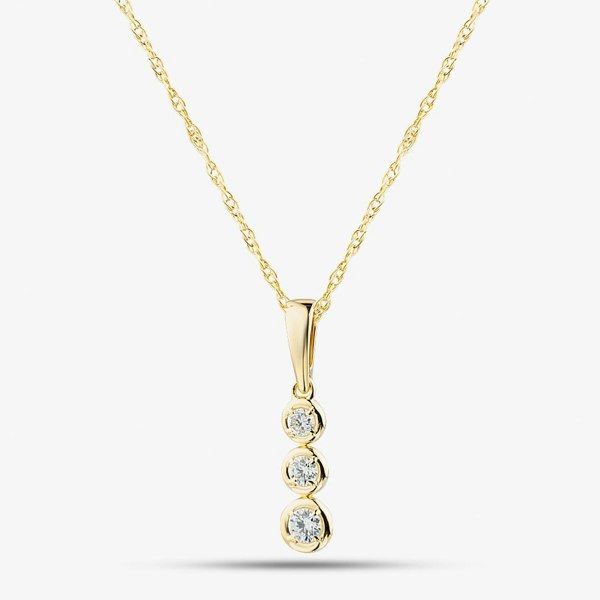 T. H. Baker Gold Plated 0.15ct Lab Grown Diamond Triple Drop Necklace LGP46752-15