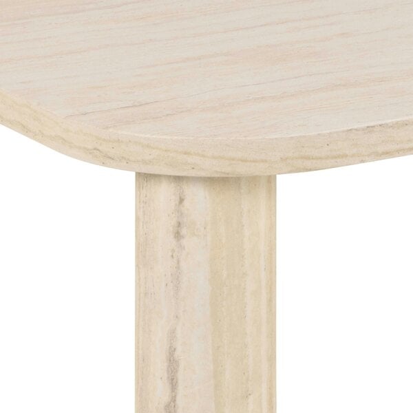 Wyld Haus Frankfurt Rectangular Travertine Look Coffee Table Rounded Corners