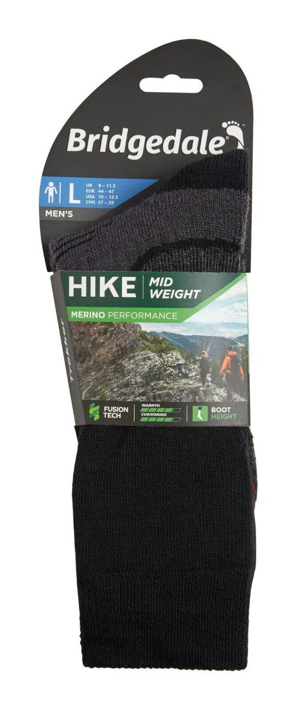 Bridgedale Mens Hike Midweight Merino Performance Boot Original Socks Black