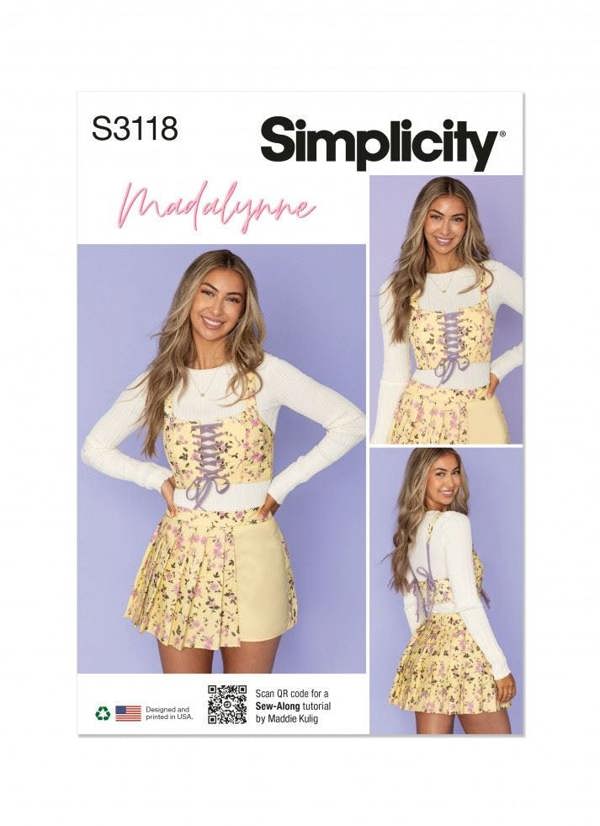 Simplicity Sewing Pattern 3118, Tops, Corsets, Shorts, Skirts for Women, K5 (8-10-12-14-16) - Intermediate